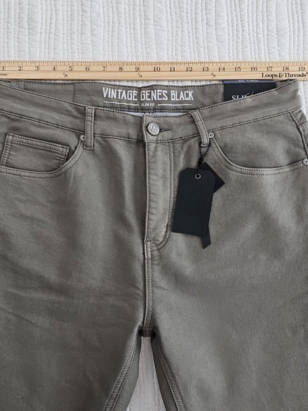 Vintage Genes Black Jeans Men's 36x30 Gray French Terry Denim Stretch NWT NEW - Picture 9 of 16